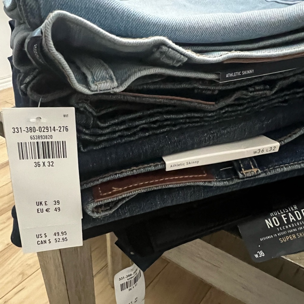 Hollister jeans 32/32-36/32  $30 each.